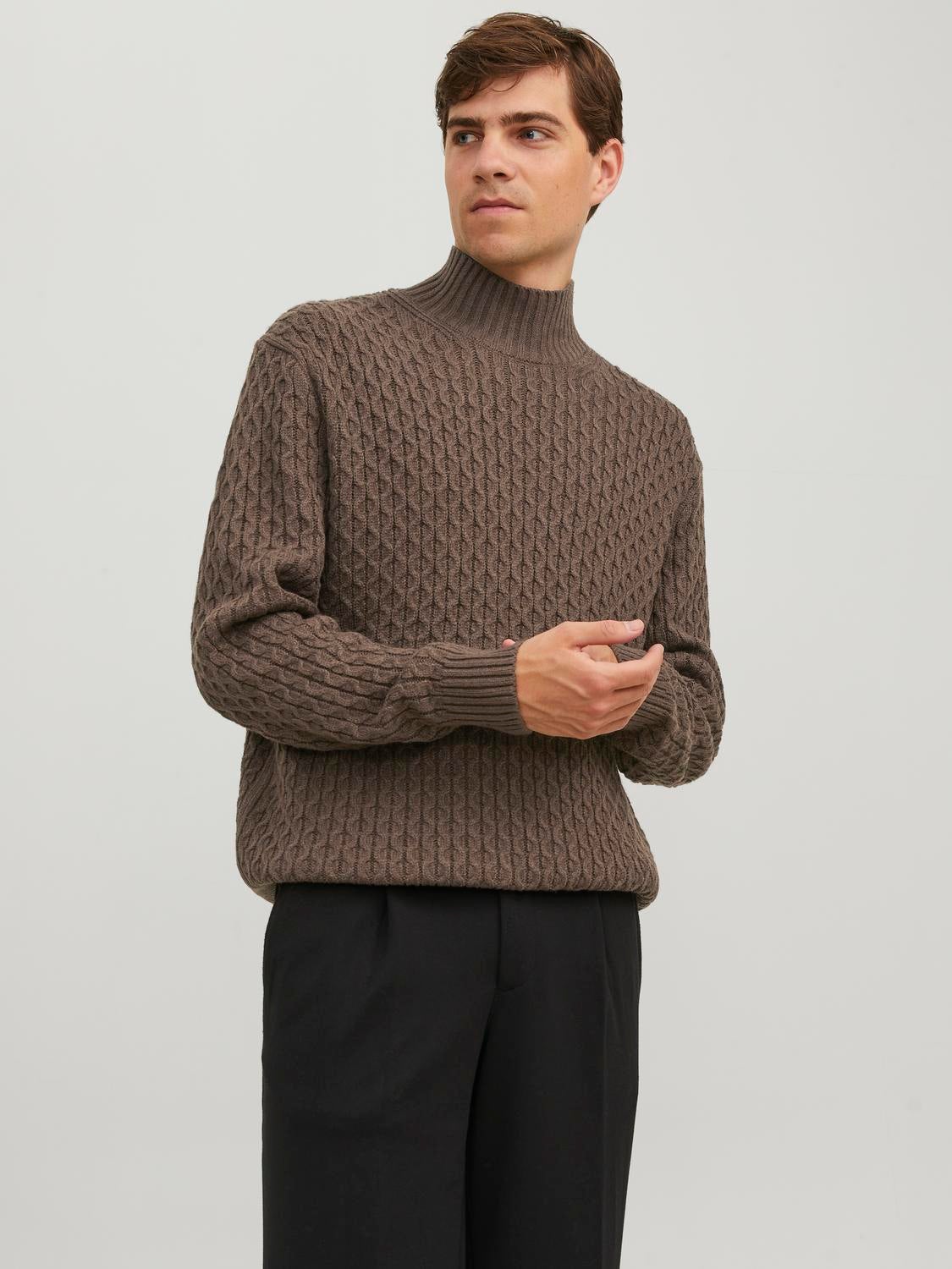 Einfarbig Strickpullover