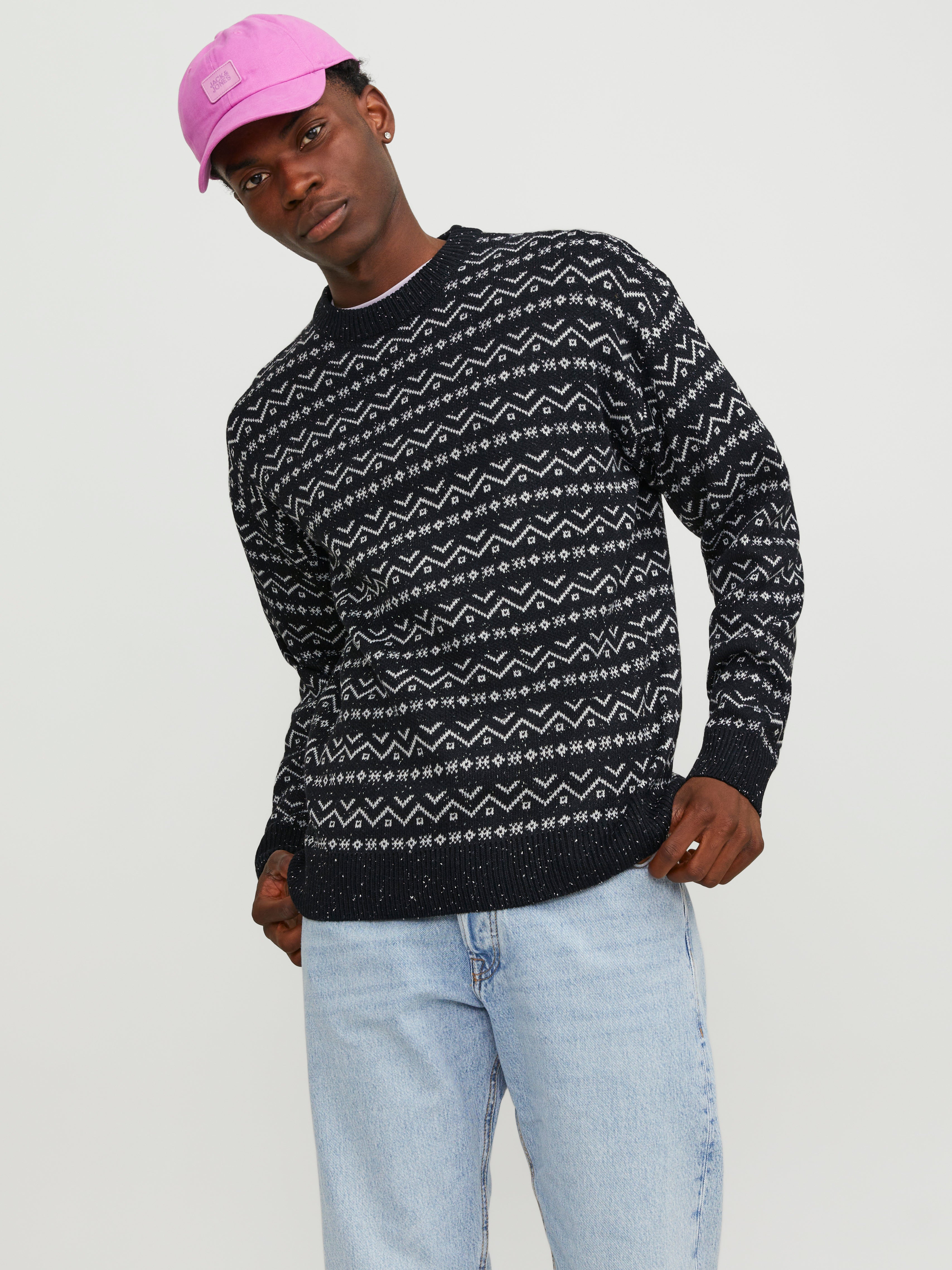 Jack & Jones All Over Print Crew Neck Jumper - 12246851