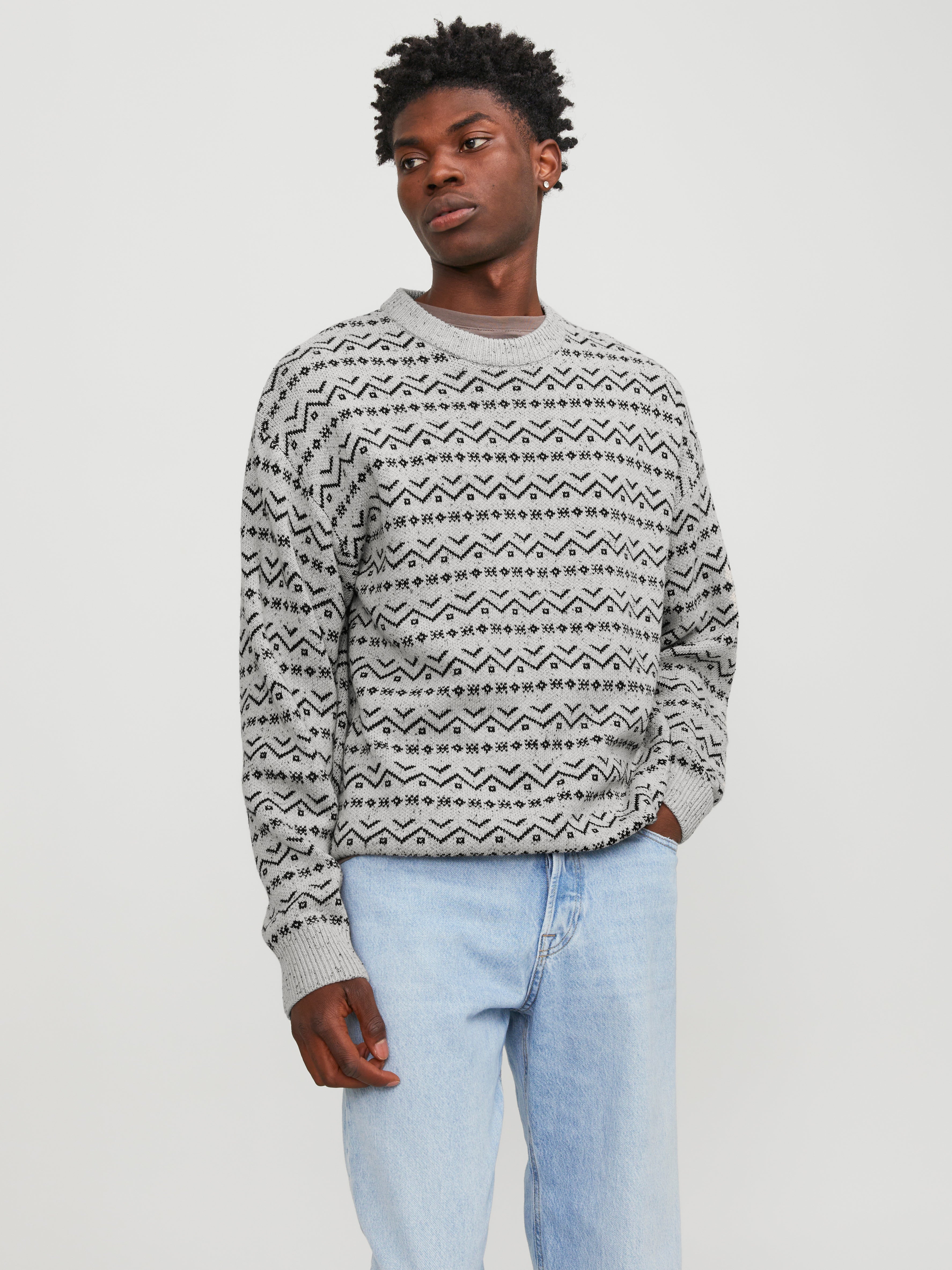 Jack & Jones All Over Print Crew Neck Jumper - 12246851
