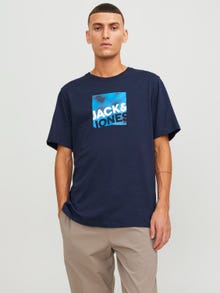 Jack & Jones Logo Pyöreä pääntie T-paita -Navy Blazer - 12246992