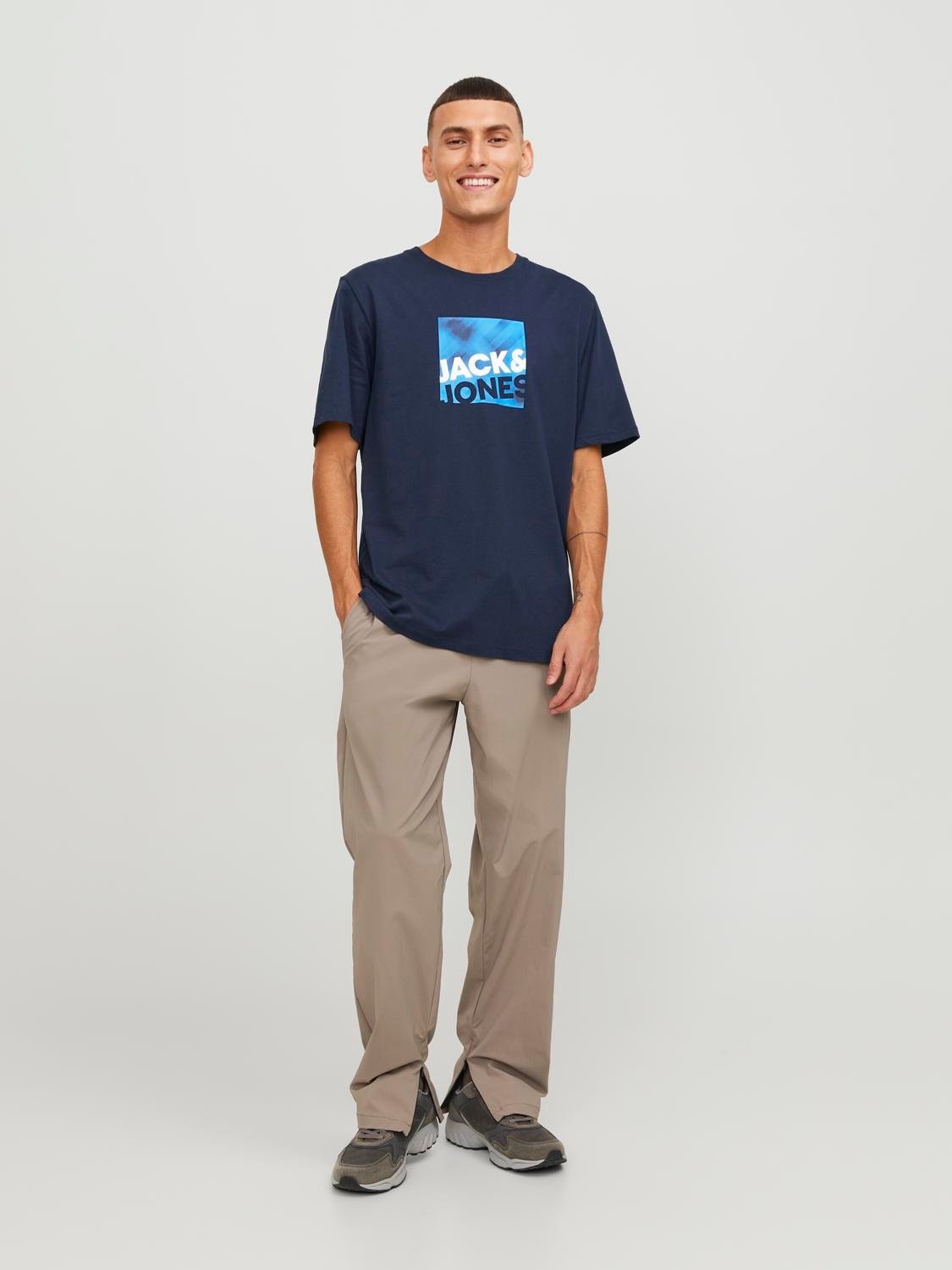 Jack & Jones Logo O-hals T-skjorte -Navy Blazer - 12246992