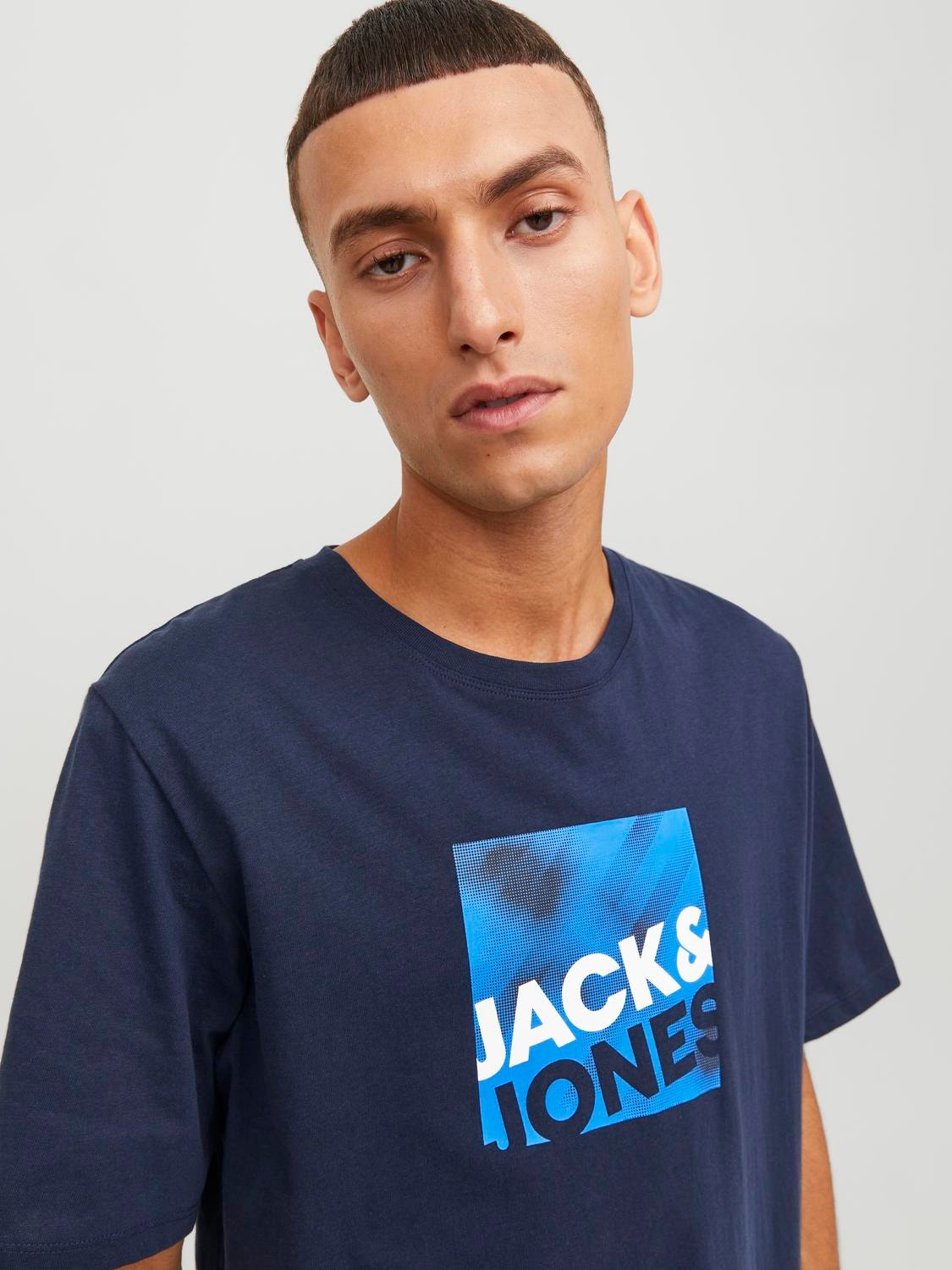Jack & Jones Logo Ronde hals T-shirt -Navy Blazer - 12246992