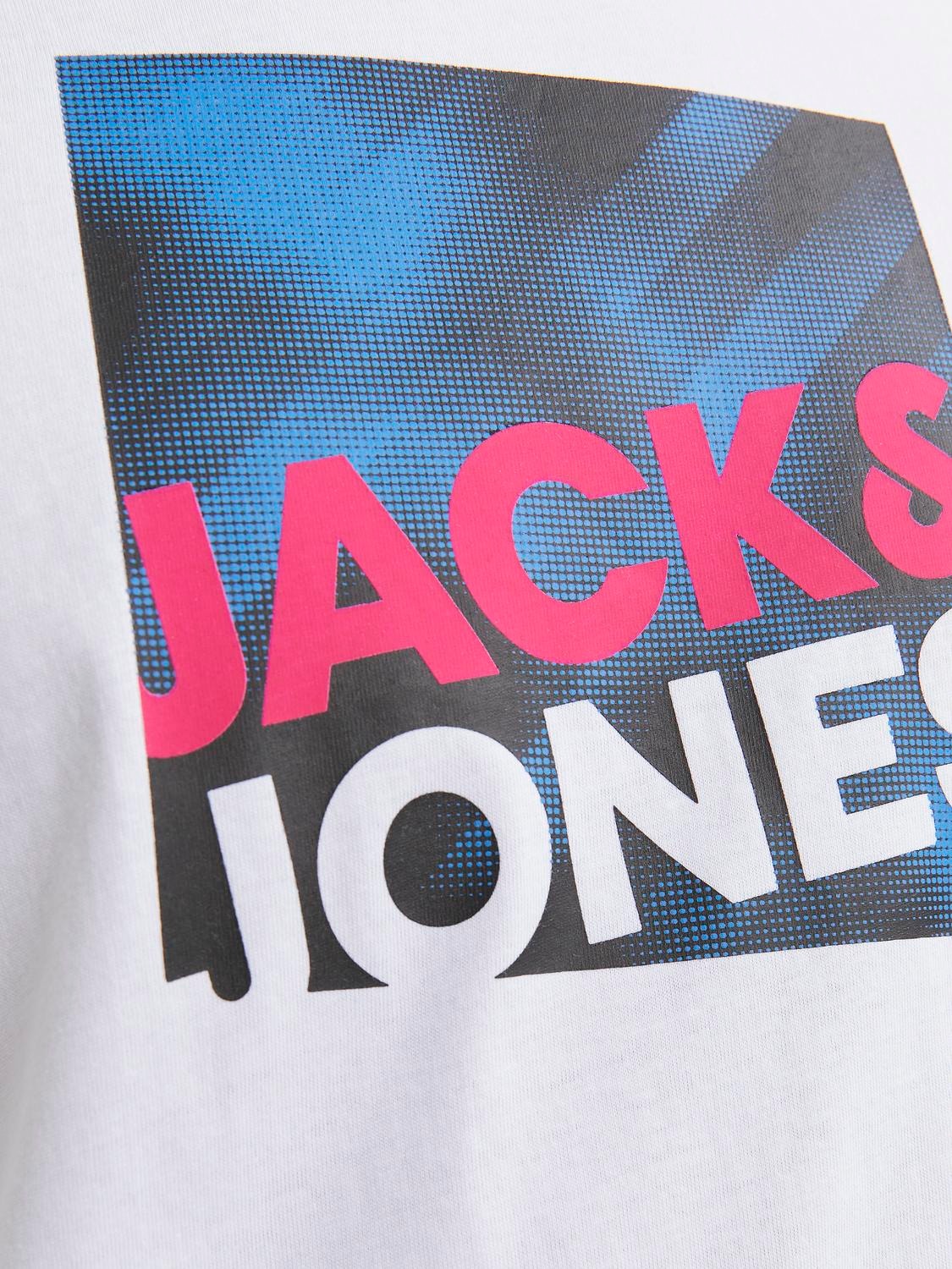 Jack & Jones Logotipas Apskritas kaklas Marškinėliai -White - 12246992