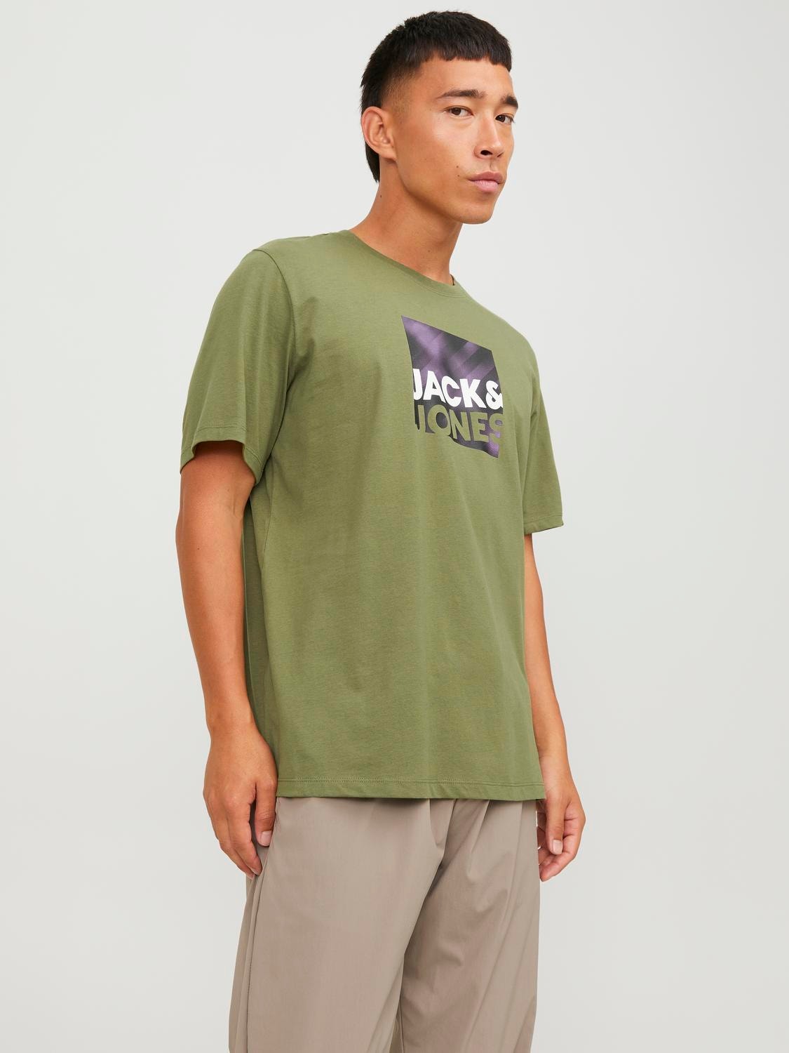 Jack & Jones Logo Crew neck T-shirt -Olive Branch - 12246992