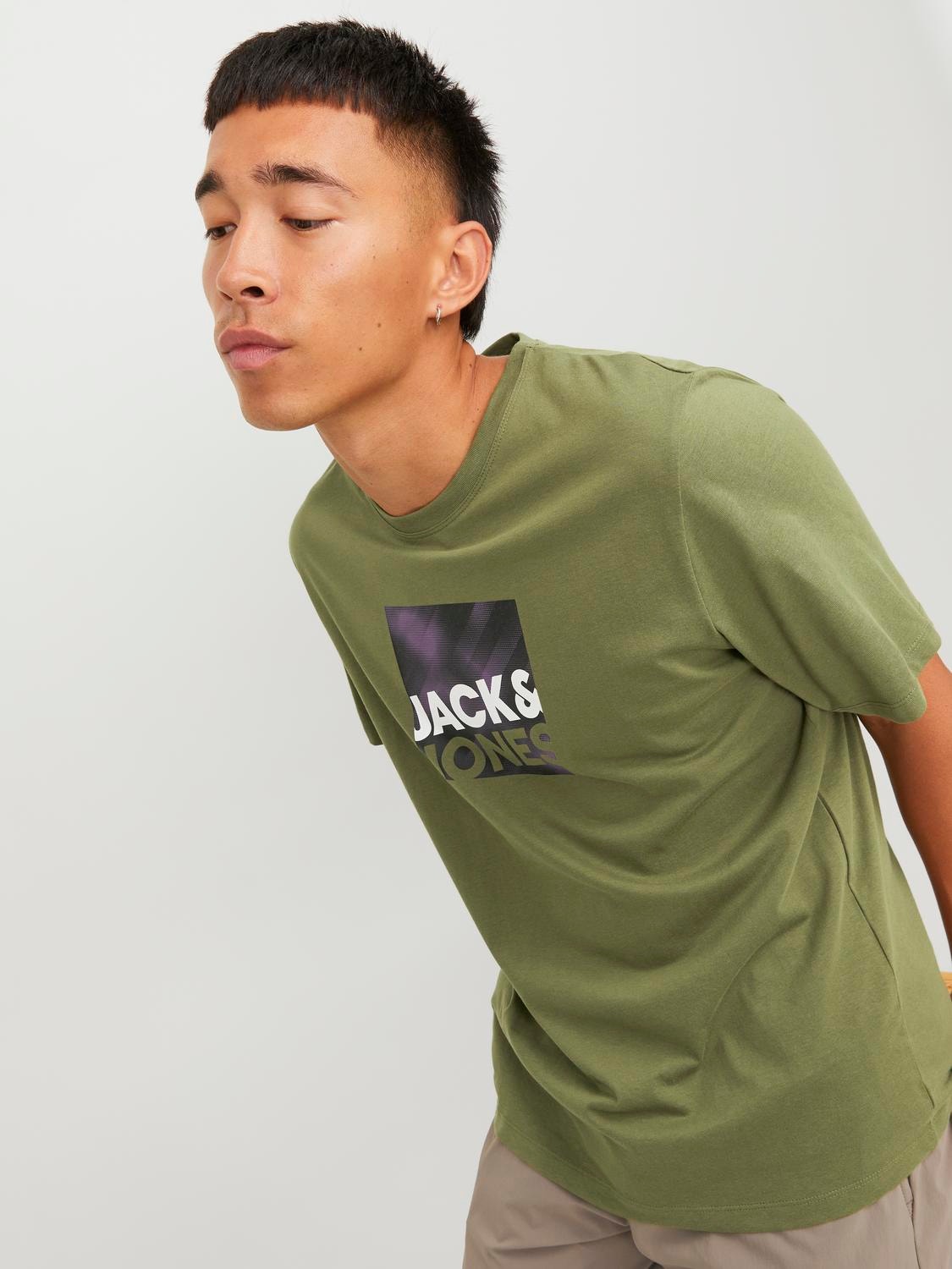 Jack & Jones Logo Crew neck T-shirt -Olive Branch - 12246992