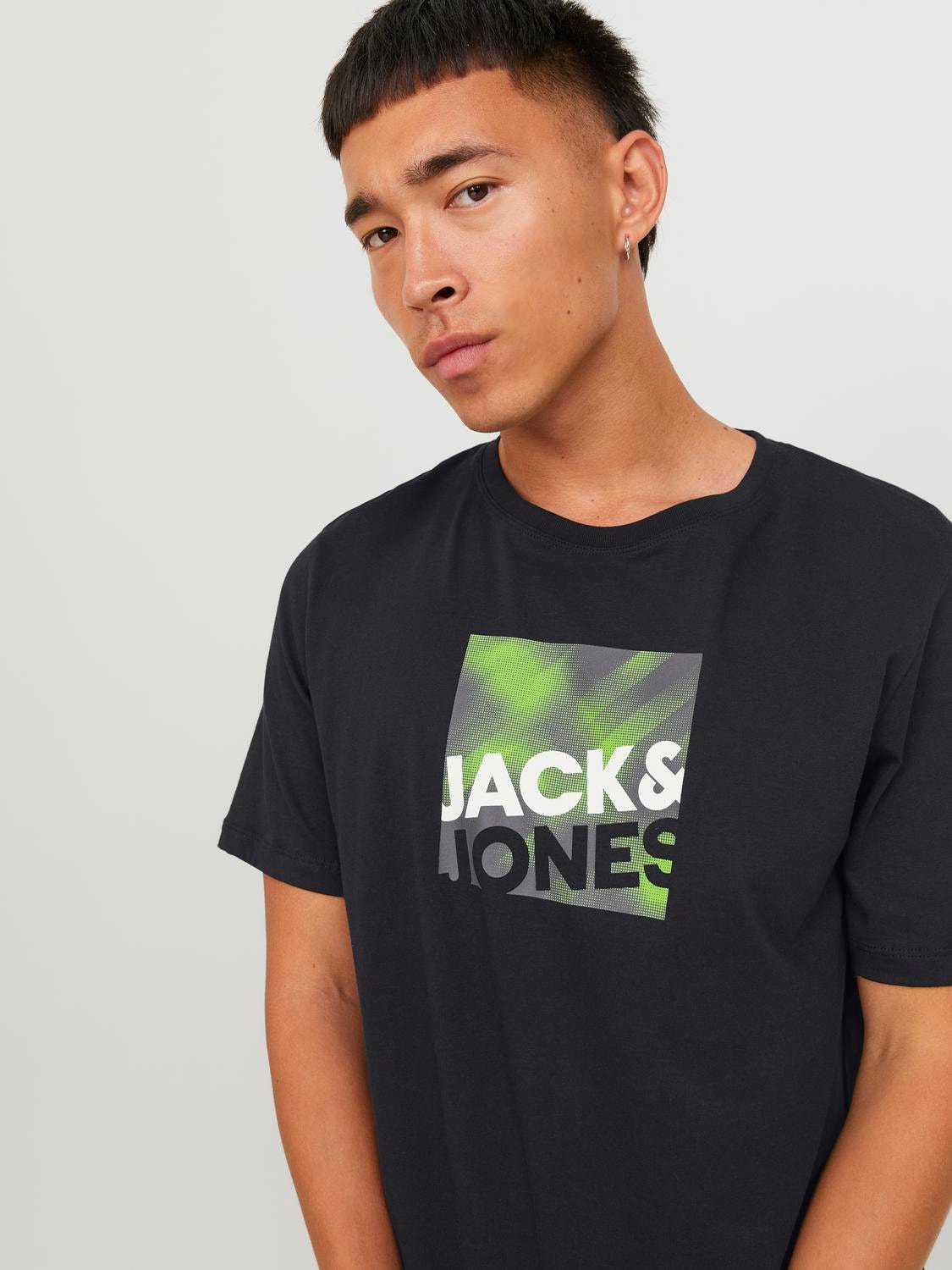 Jack & Jones Logotipas Apskritas kaklas Marškinėliai -Black - 12246992
