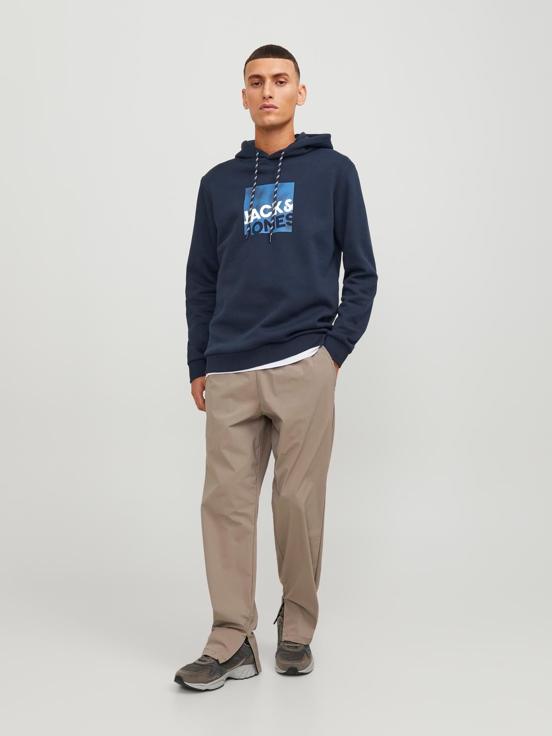 Jack & Jones Hoodie Logo -Navy Blazer - 12246994