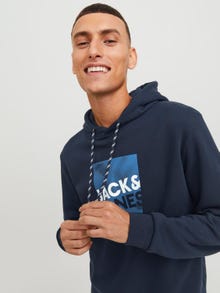 Jack & Jones Hoodie Logo -Navy Blazer - 12246994