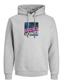 Jack & Jones Hoodie Logo -Light Grey Melange - 12246994