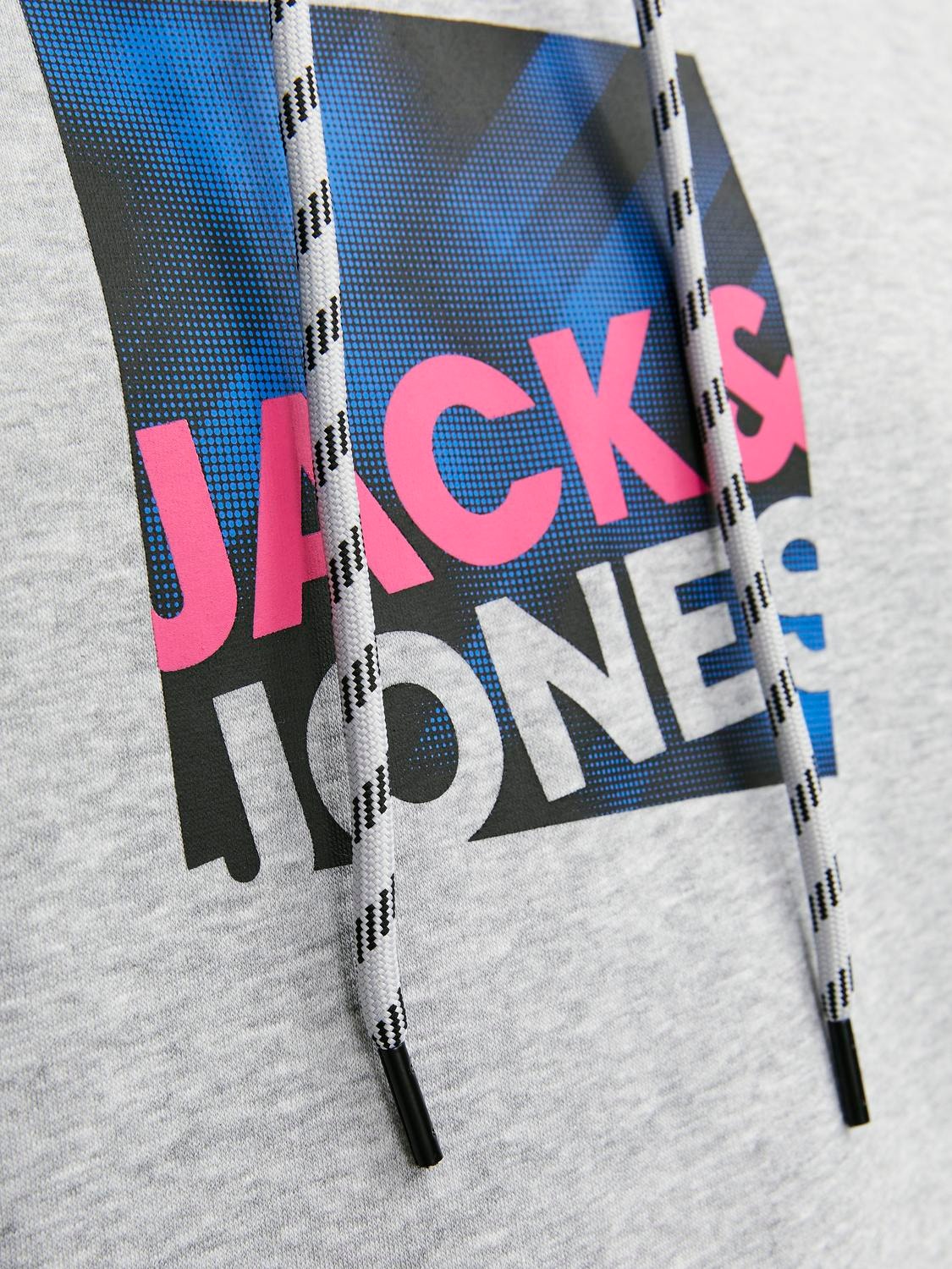 Jack & Jones Logo Hoodie -Light Grey Melange - 12246994