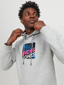 Jack & Jones Hoodie Logo -Light Grey Melange - 12246994