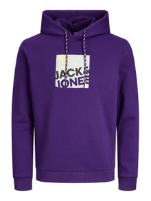 Jack & Jones Logo Hoodie -Violet Indigo - 12246994