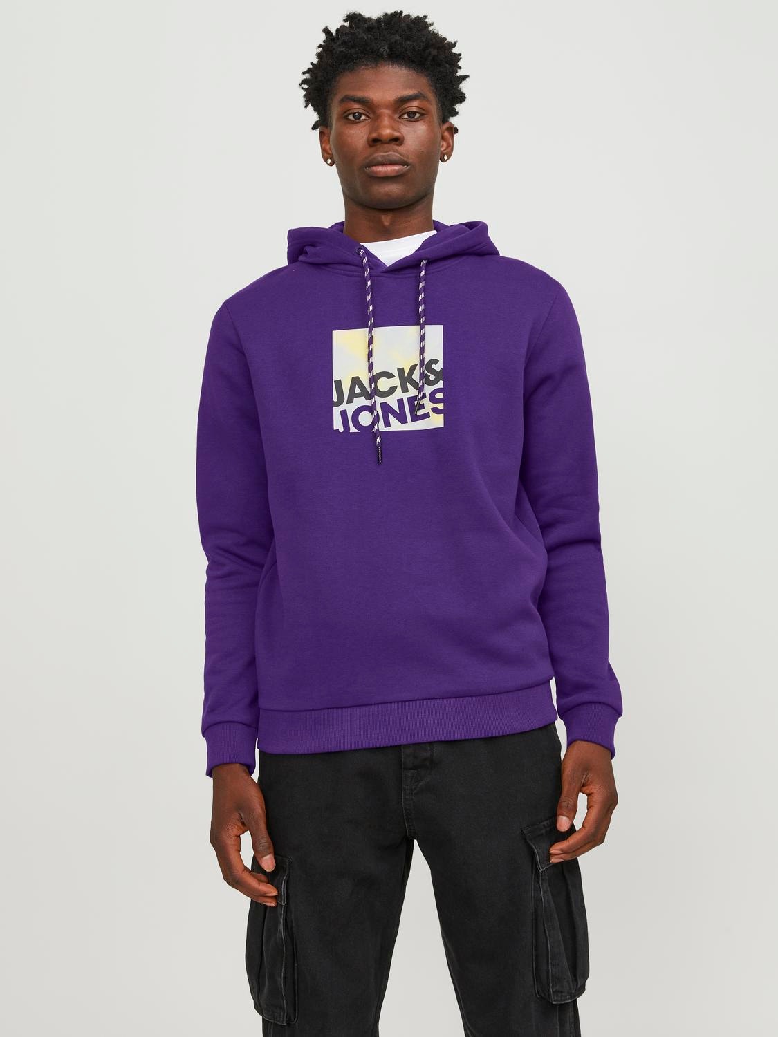 Jack & Jones Logo Hoodie -Violet Indigo - 12246994