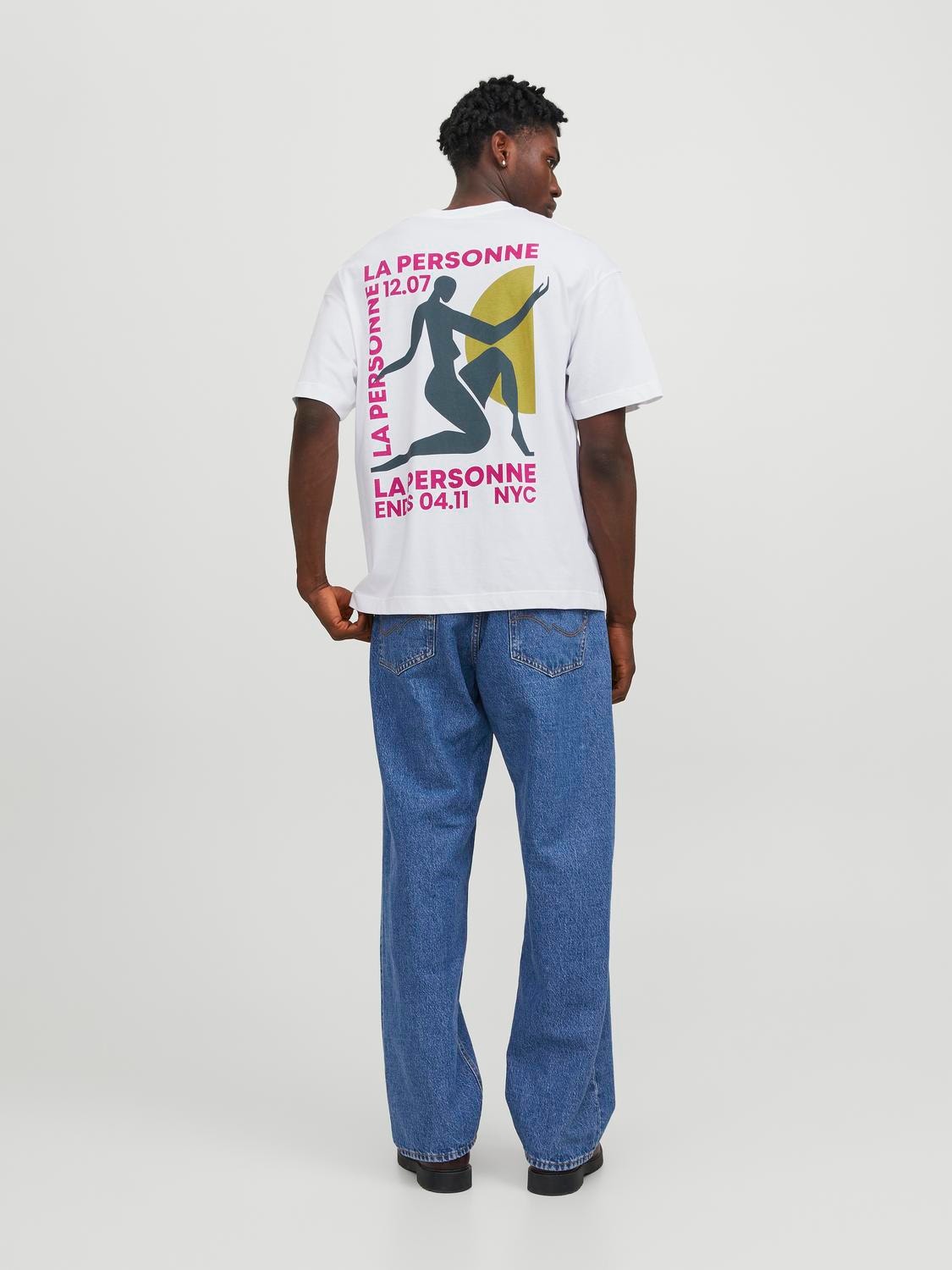 Jack & Jones Tryck Rundringning T-shirt -Bright White - 12247018