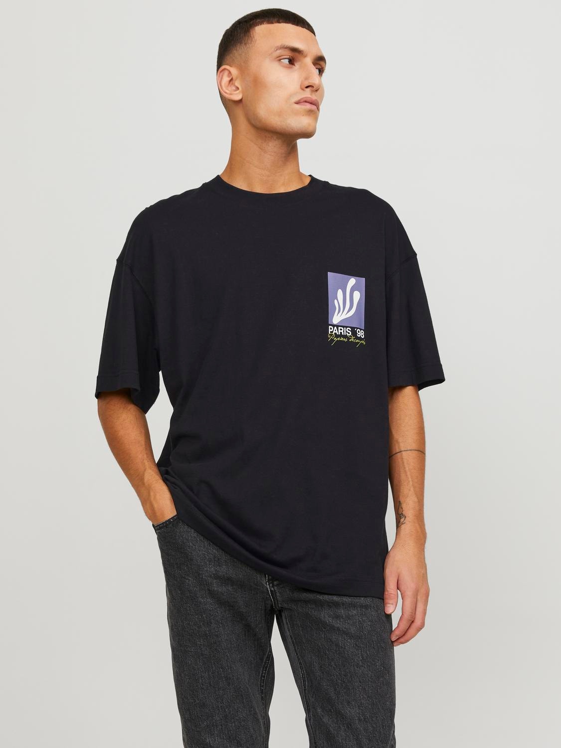 Jack & Jones T-shirt Estampar Decote Redondo -Black - 12247018