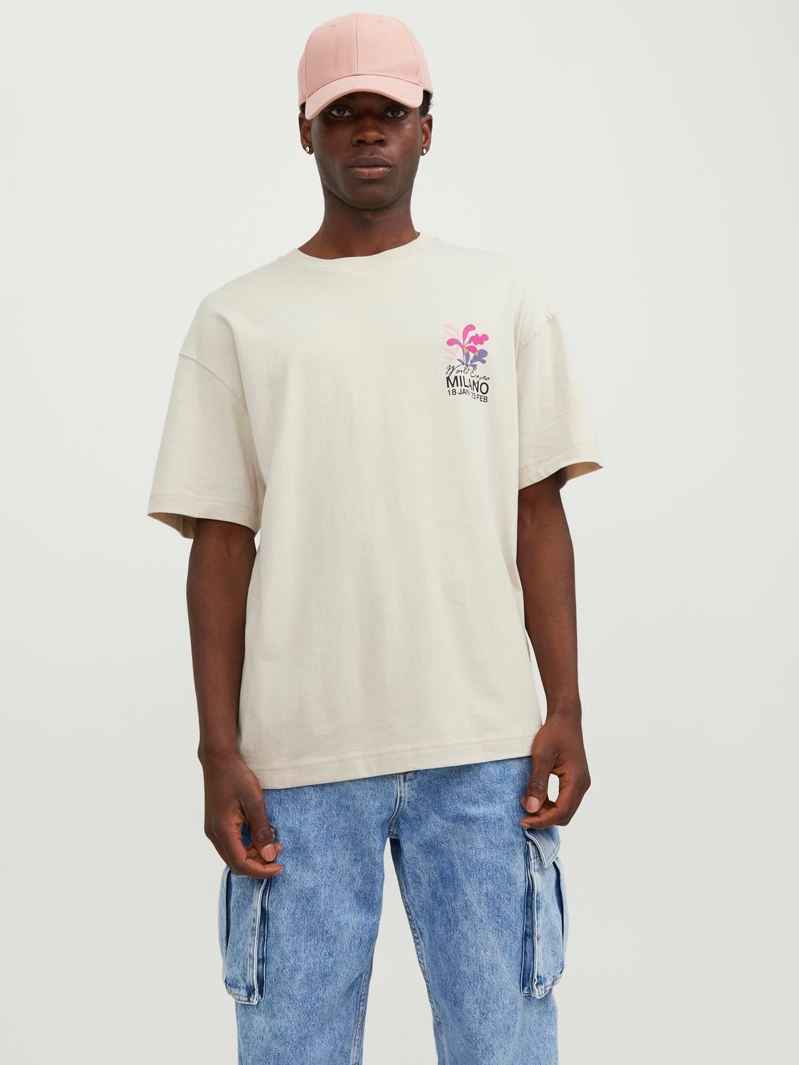 T shirt Imprim Col rond Blanc Jack Jones