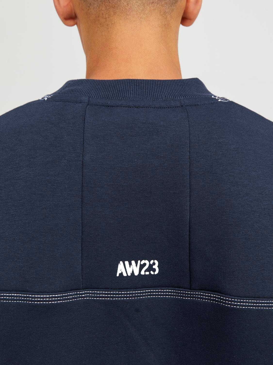Jack & Jones Ensfarvet Sweatshirt med rund hals -Navy Blazer - 12247032