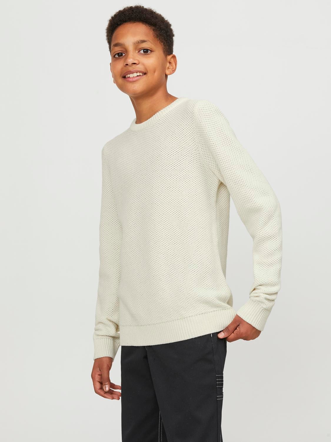 Jack & Jones Crew Neck Jumper For boys -Cloud Dancer - 12247056