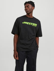 Jack & Jones Nyomott mintás Környak Trikó -Black - 12247086