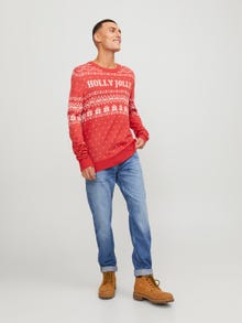 Jack & Jones Karácsony Személyzeti nyakú pulóver -Rococco Red - 12247340