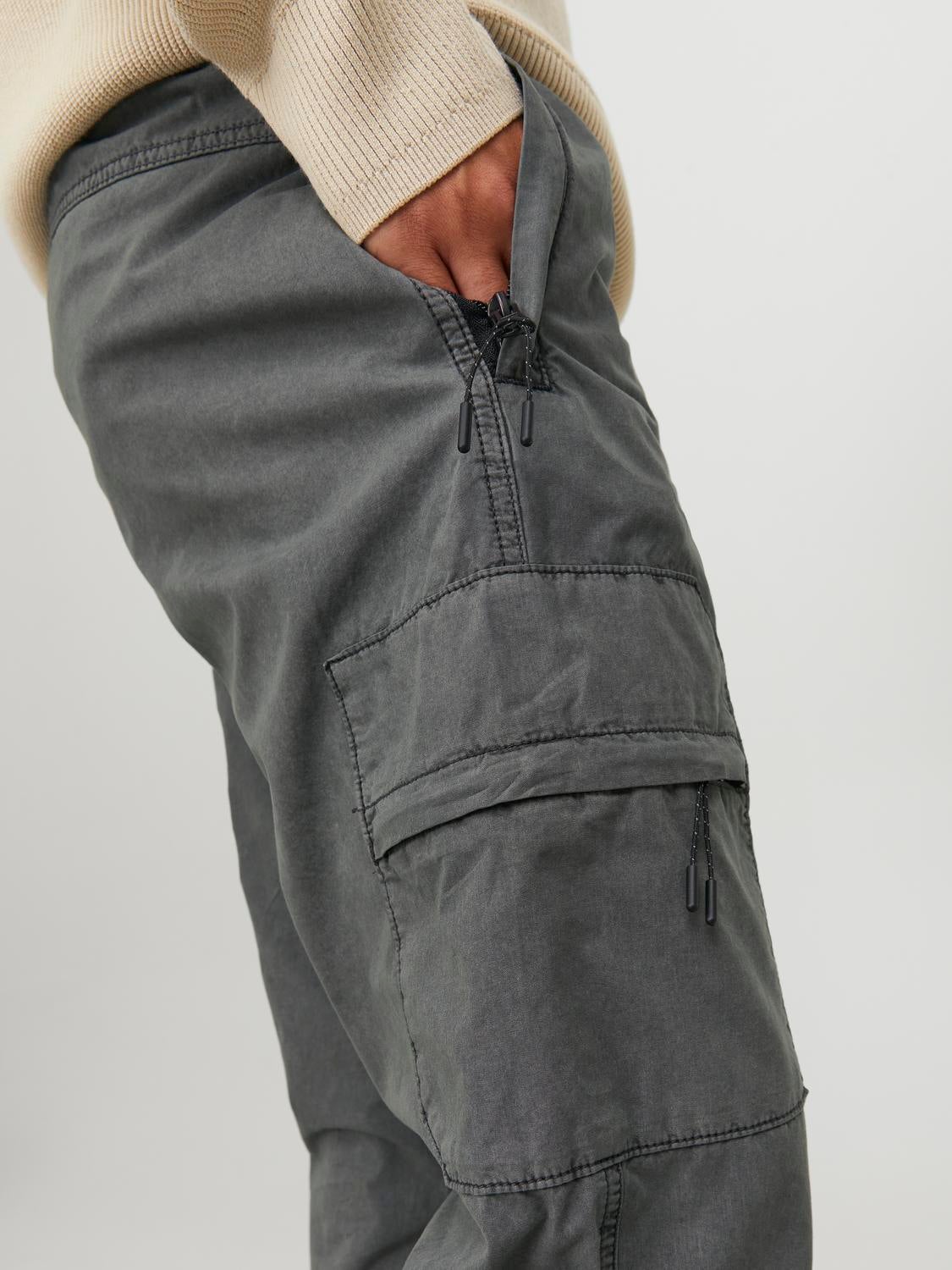 military style mens cargo pants in gray