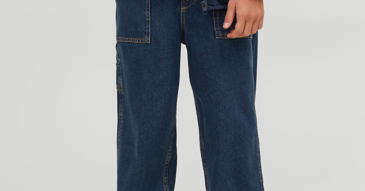Jack & Jones JJICHRIS JJUTILITY SLIT - Straight Leg Jeans - Blue Denim Ja222g24z K11 Jack & Jones JJICHRIS JJUTILITY SLIT - Straight Leg Jeans - Blue Denim Ja222g24z K11