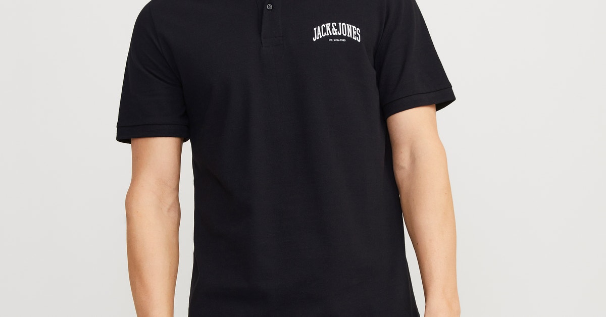 Printed Polo T-shirt | Black | Jack & Jones® 