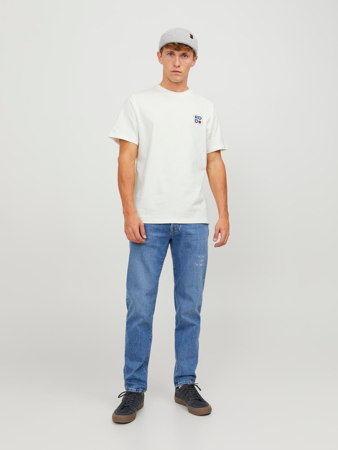 Jack & Jones RDD Nyomott mintás Környak Trikó -Egret - 12247475