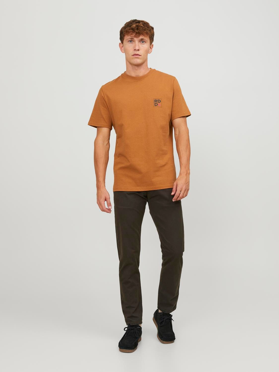 Jack & Jones RDD Logotipas Apskritas kaklas Marškinėliai -Caramel Café - 12247475