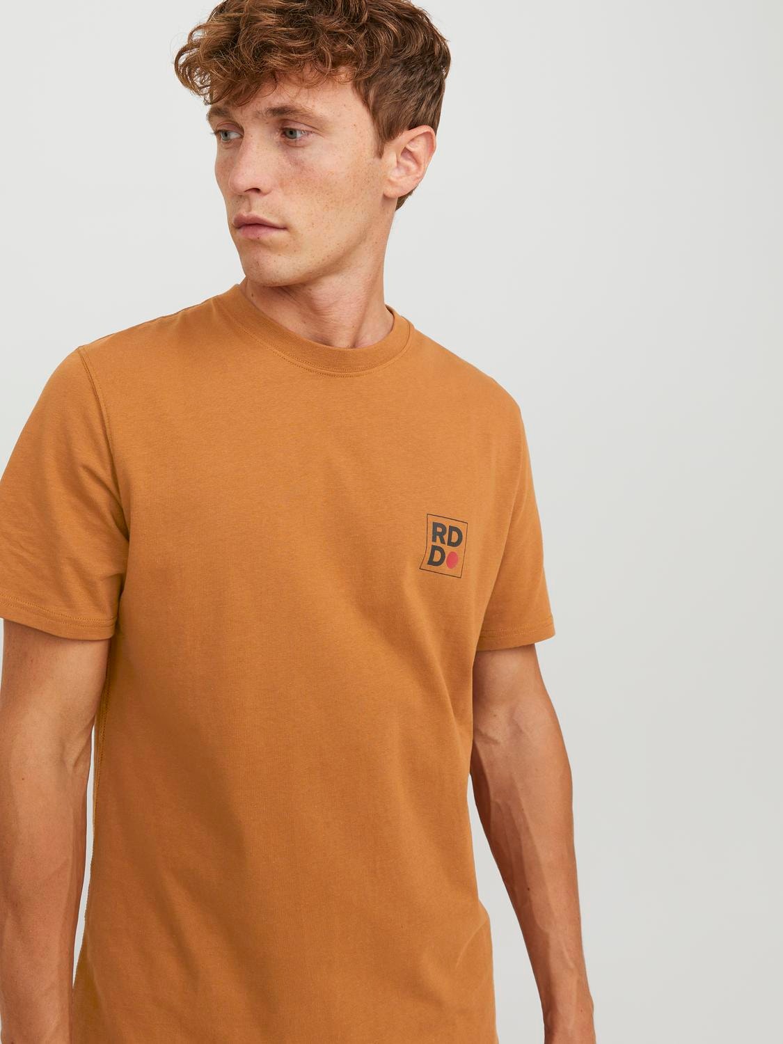 Jack & Jones RDD Logo Rundhals T-shirt -Caramel Café - 12247475