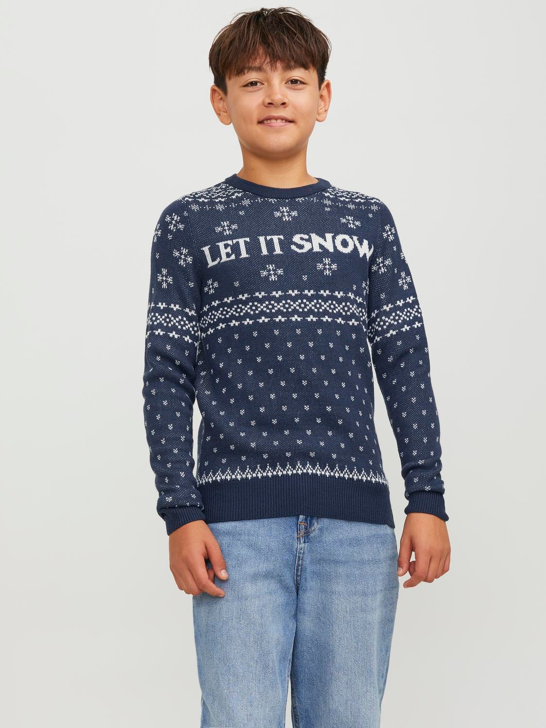 Jack & Jones X-mas Svetr s okrouhlým výstřihem Junior -Sky Captain - 12247507