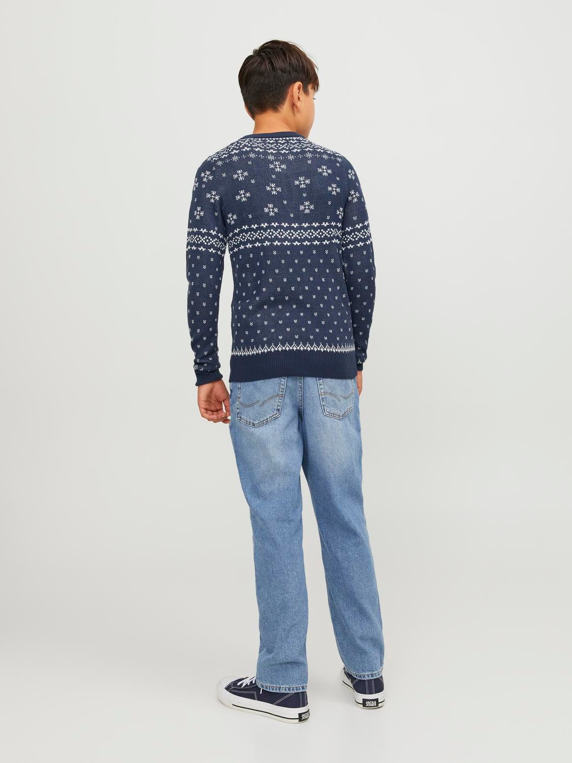 Jack & Jones X-mas Svetr s okrouhlým výstřihem Junior -Sky Captain - 12247507