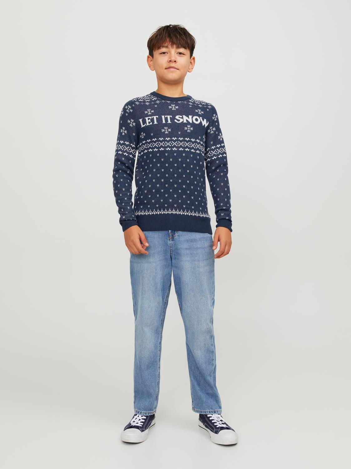 Jack & Jones X-mas Svetr s okrouhlým výstřihem Junior -Sky Captain - 12247507