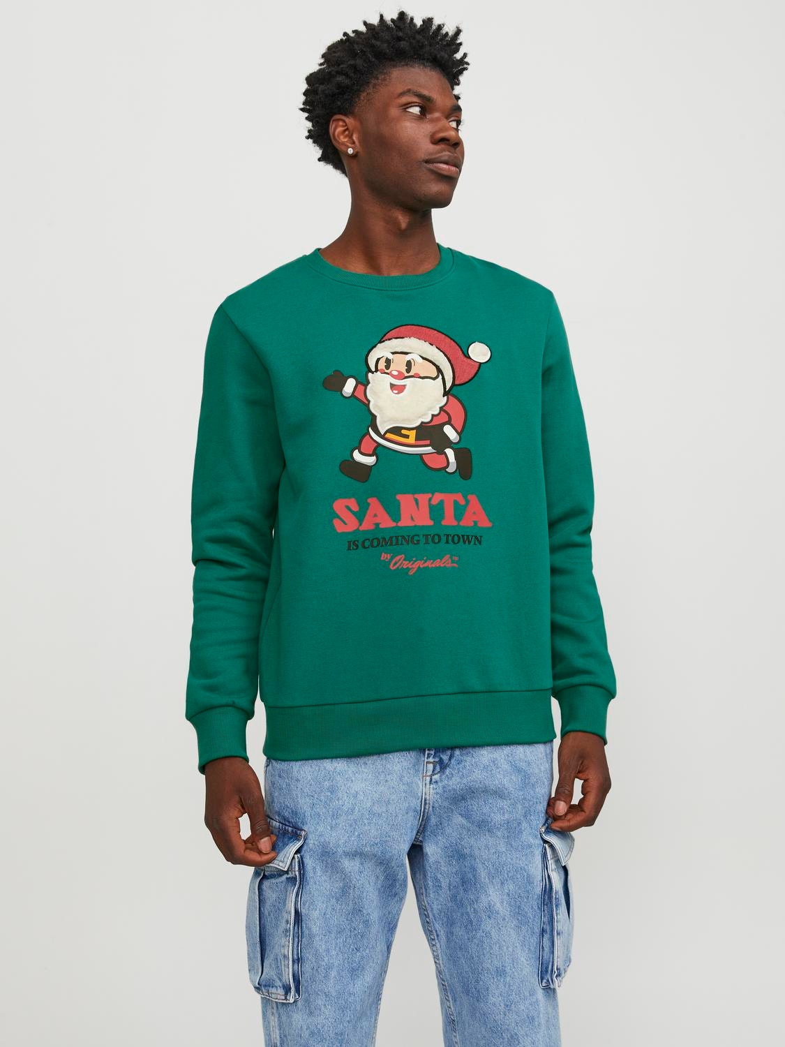 Jack & Jones Moletom com gola redonda X-mas -Alpine Green - 12247523