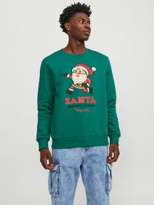 Jack & Jones X-mas Pyöreäkauluksinen collegepaita -Alpine Green - 12247523