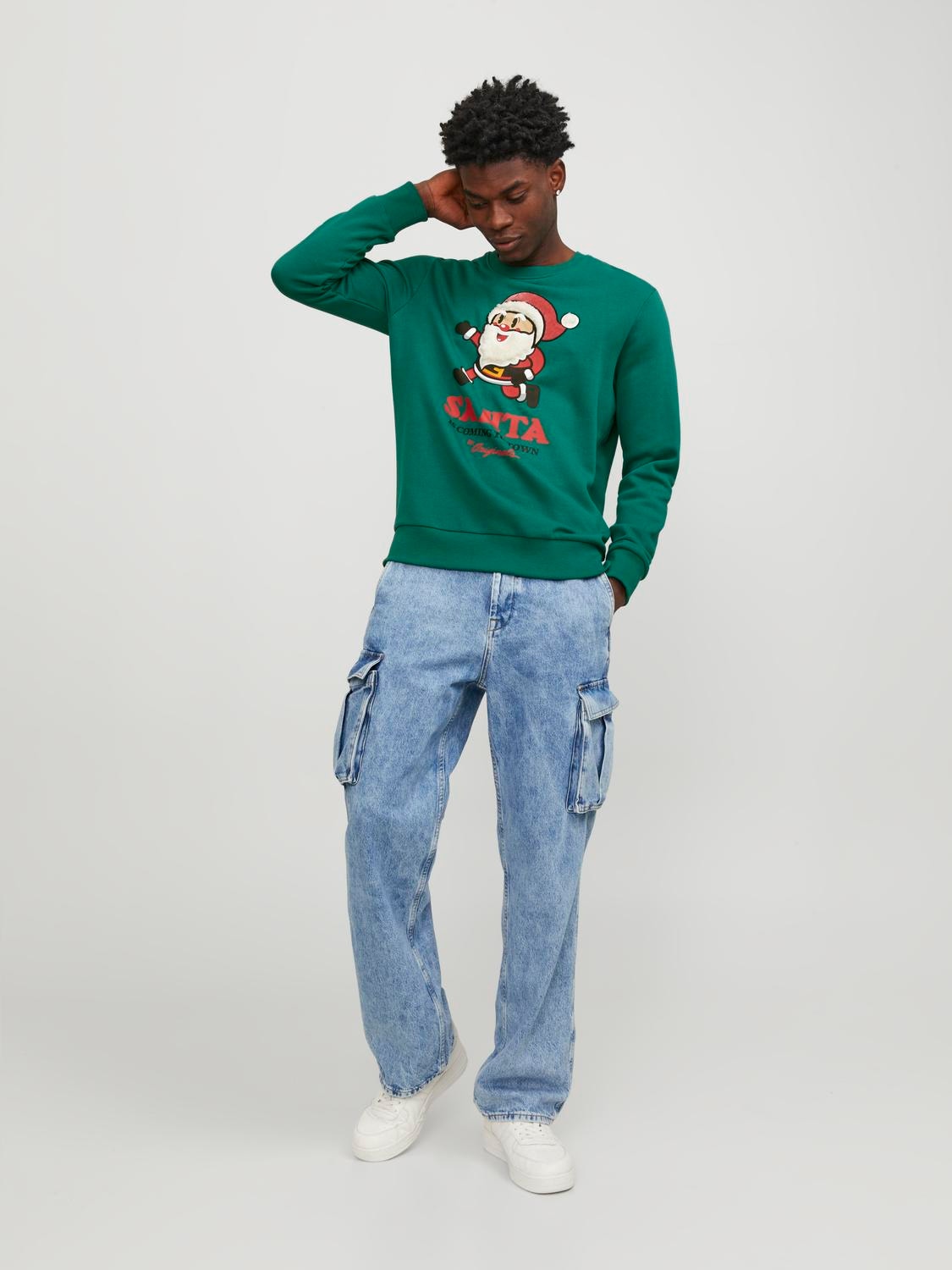 Jack & Jones X-mas Pyöreäkauluksinen collegepaita -Alpine Green - 12247523