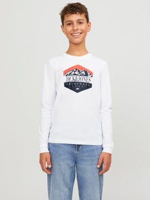 Jack & Jones Logo T-skjorte For gutter -Bright White - 12247581