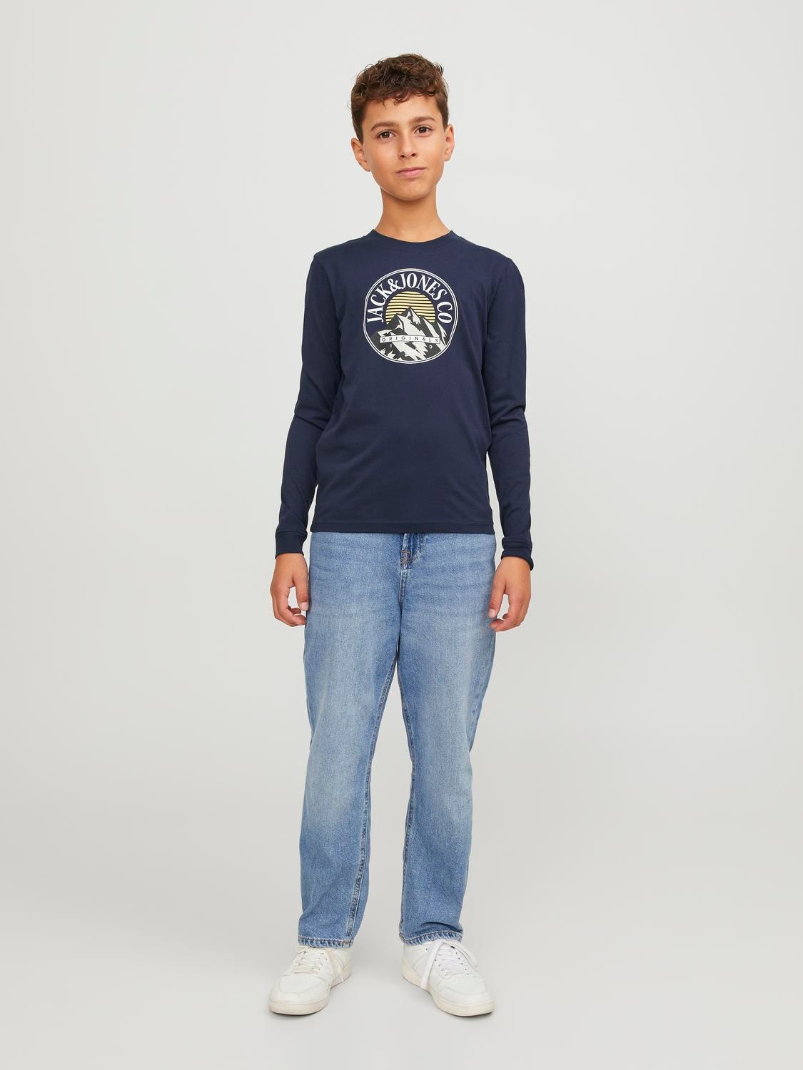 Jack & Jones Logo T-skjorte For gutter -Navy Blazer - 12247581