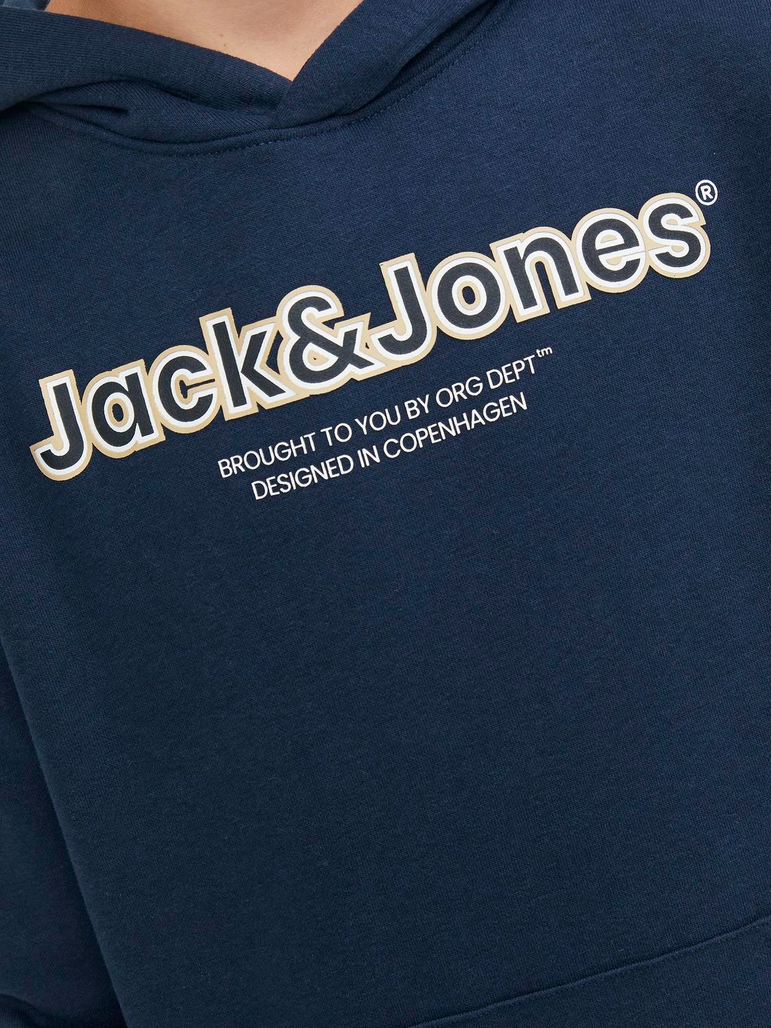 Jack & Jones Logo Hettegenser For gutter -Navy Blazer - 12247614
