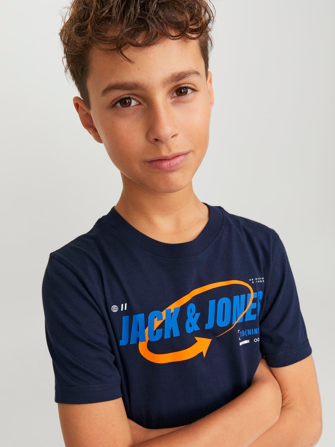 Jack & Jones Logo T-shirt For boys -Navy Blazer - 12247642