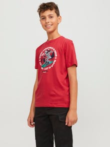 Jack & Jones X-mas T-shirt För pojkar -Rococco Red - 12247645