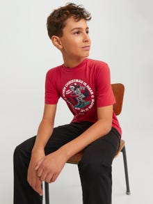 Jack & Jones X-mas T-skjorte For gutter -Rococco Red - 12247645