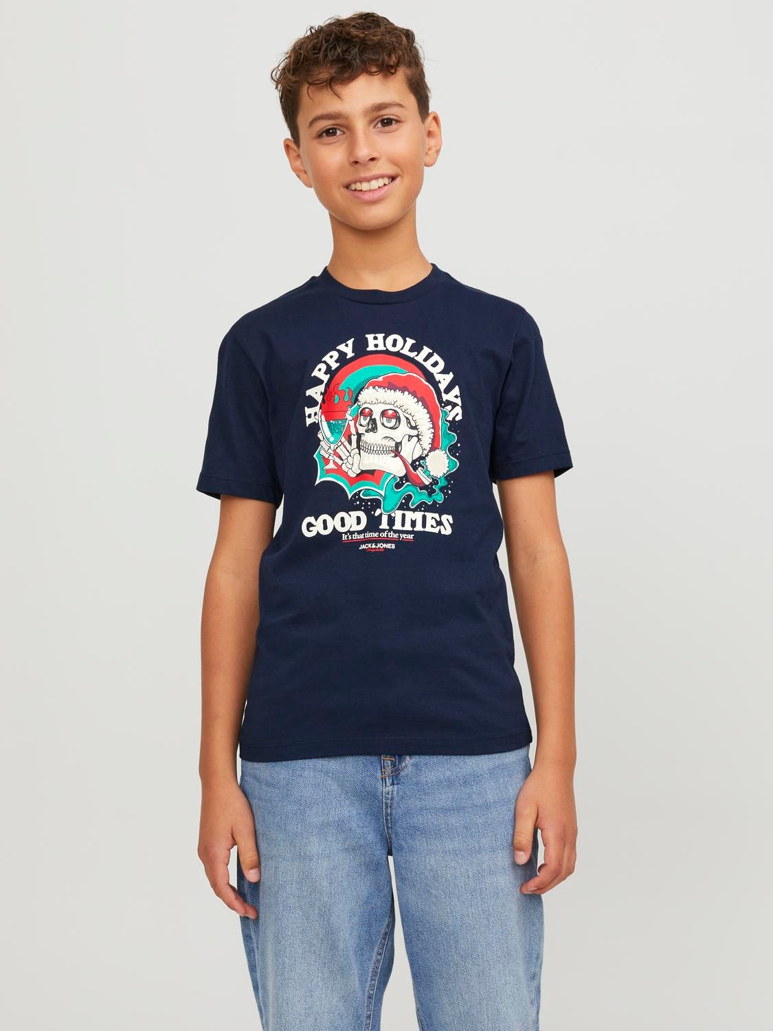 Jack & Jones T-shirt X-mas Pour les garçons -Navy Blazer - 12247645