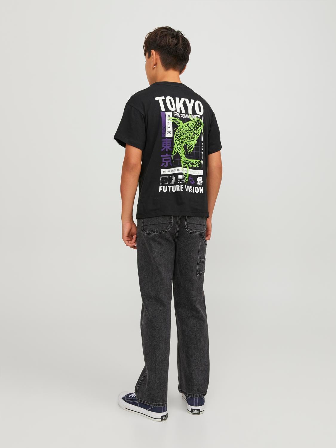 Jack & Jones Nadruk T-shirt Dla chłopców -Black - 12247655