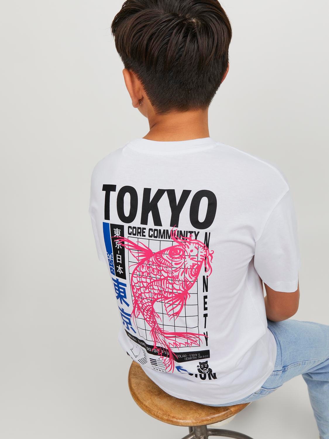 Jack & Jones Nyomott mintás Trikó Ifjúsági -White - 12247655