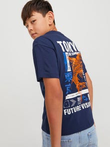 Jack & Jones Nadruk T-shirt Dla chłopców -Navy Blazer - 12247655