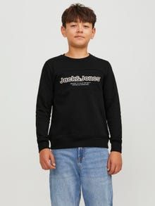 Jack & Jones Logo Crew neck Sweatshirt For boys -Black - 12247690