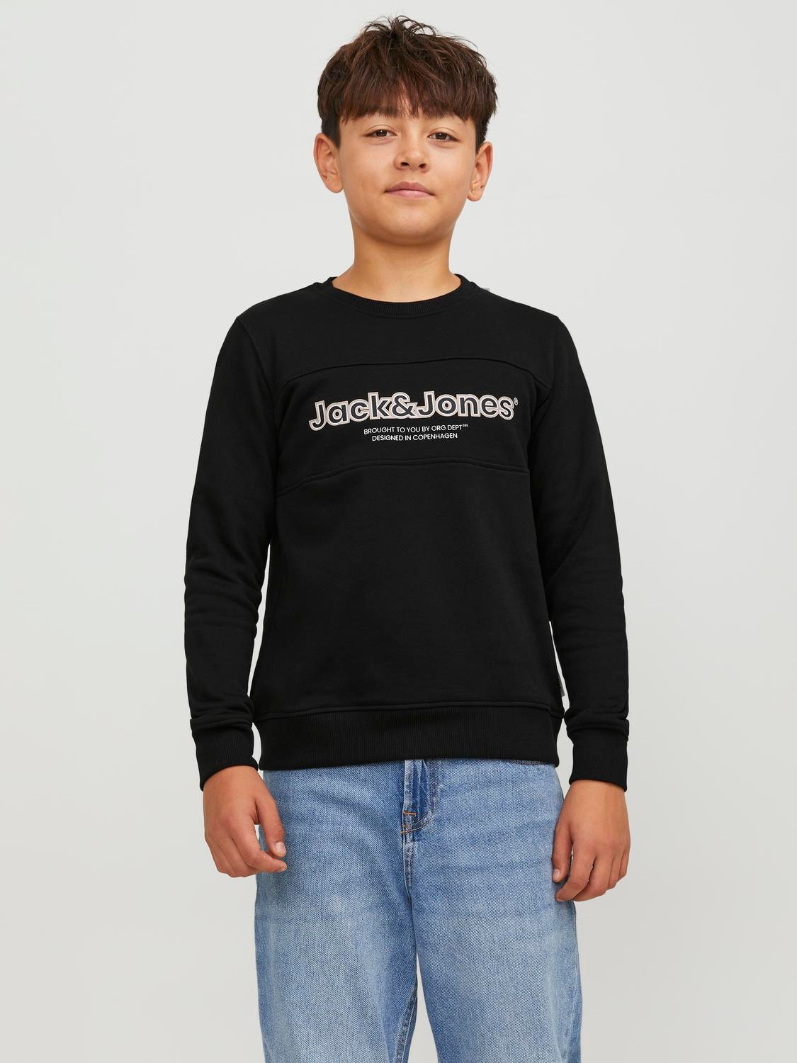 Jack & Jones Logo Sweatshirt met ronde hals Voor jongens -Black - 12247690