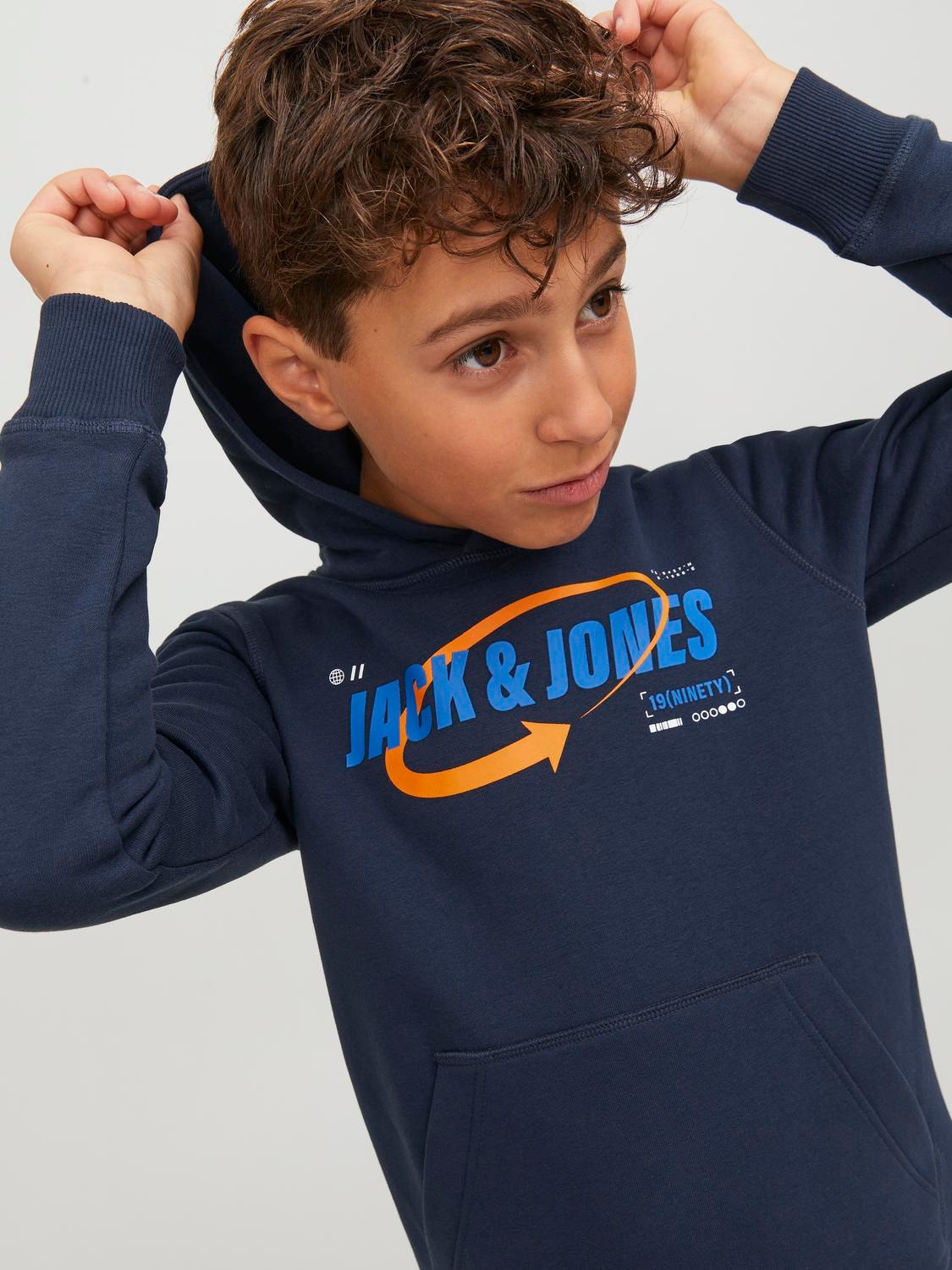 Jack & Jones Logo Hoodie For boys -Navy Blazer - 12247700