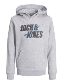 Jack & Jones Logo Hettegenser For gutter -Light Grey Melange - 12247700